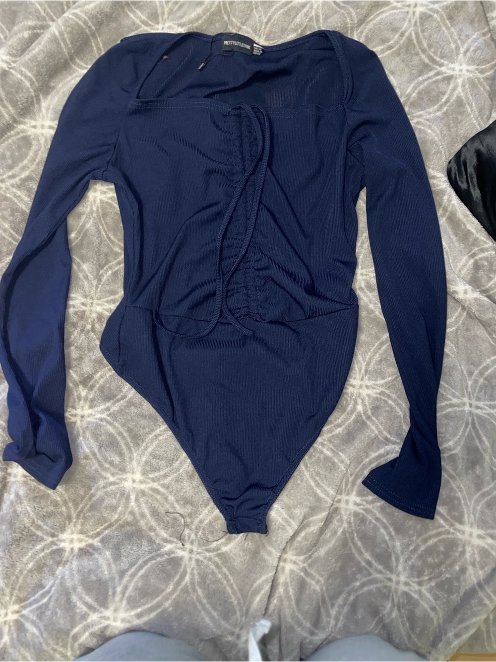 Navy Long-Sleeve One-Piece Bodysuit